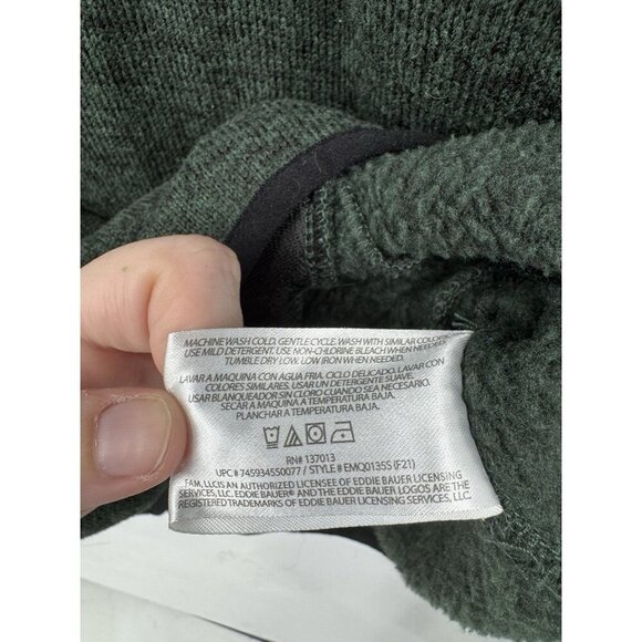 Eddie Bauer Pullover Men Large Green Quarter Zip Fleece Lined Gorpcore Outdoor - Picture 5 of 8